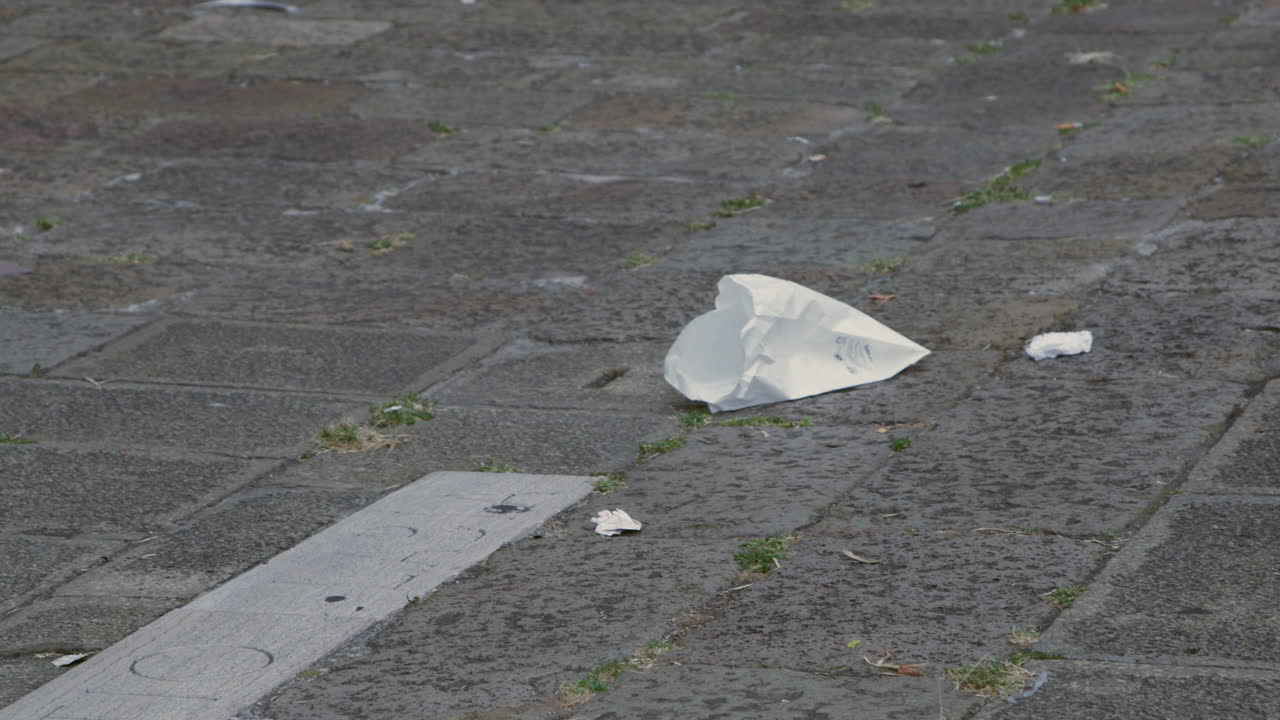 bolsa blanca soplada en la calle
