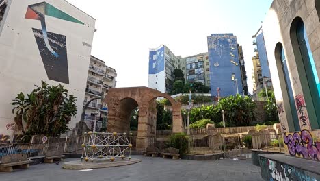 Street view of buildings and archway