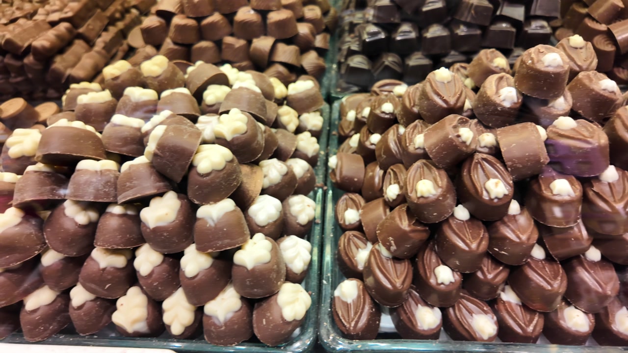 Piles of Assorted Chocolates and Confectionery on Display