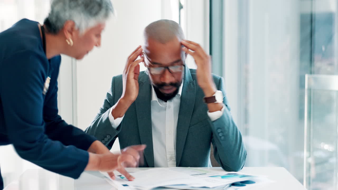 Stressed Businessman in a Meeting