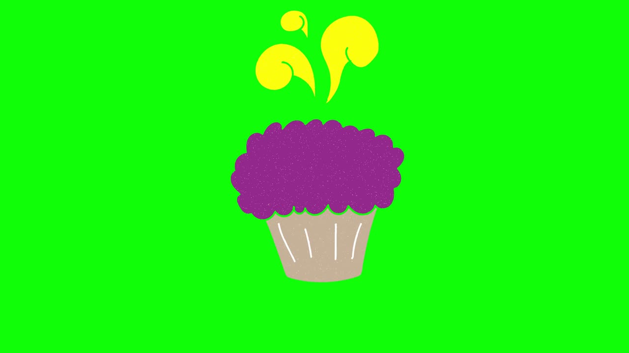 컵 케이크 손으로 그려진 녹색 화면: 떠다니는 루프 애니메이션