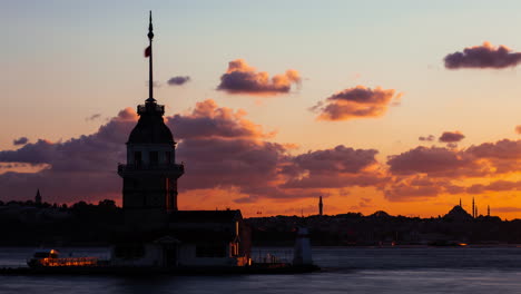 sunset view of maiden's tower in istanbul