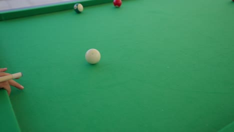 billiard-competition-between-Young-men-in-the-hall-insert-shot,-Arc-shot