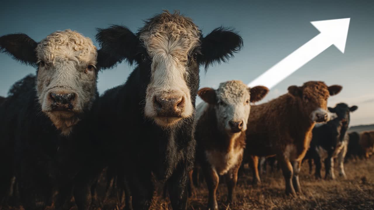 A Heartwarming Encounter: A Group of Curious Cattle Gazing Toward the Horizon in Gentle Evening Light, Capturing the Essence of Rural Life and Nature's Beauty
