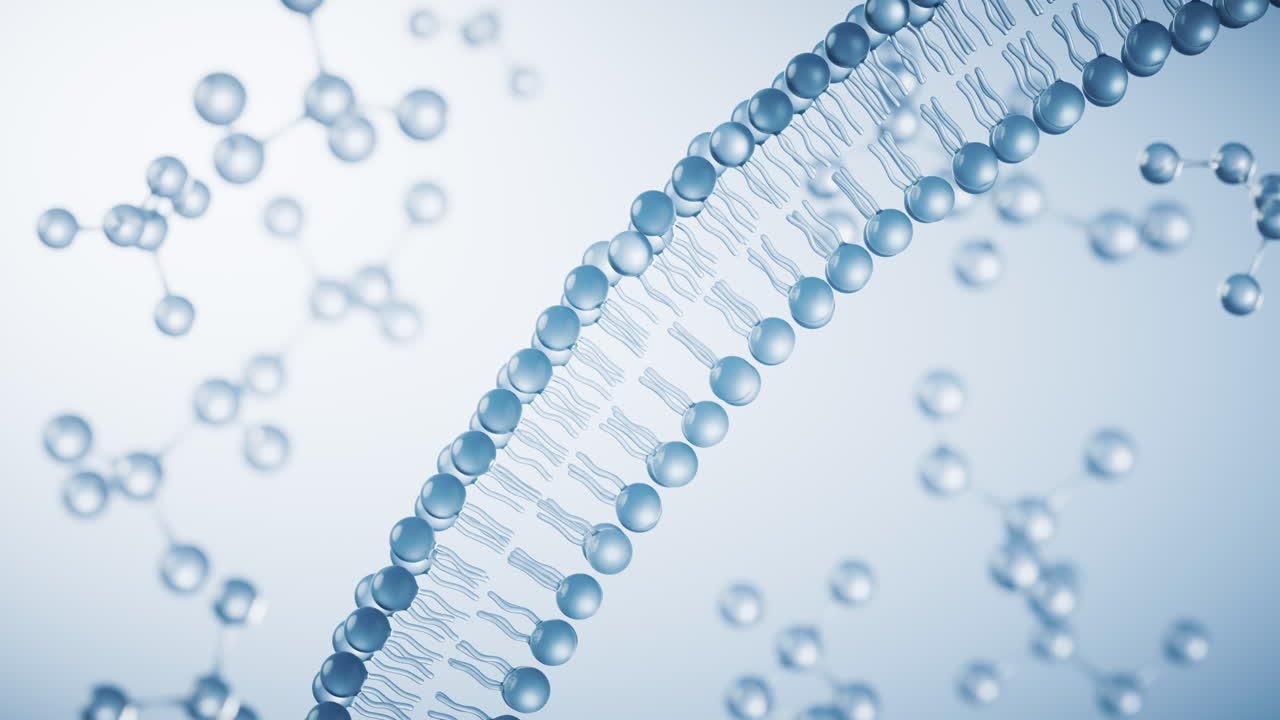 투명한 세포막 구조, 3d 렌더링