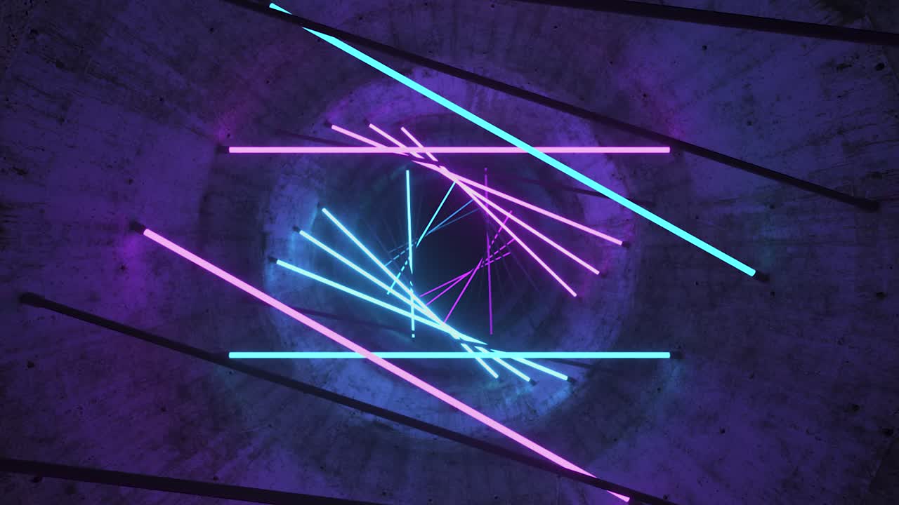 túnel de hormigón brillante de neón