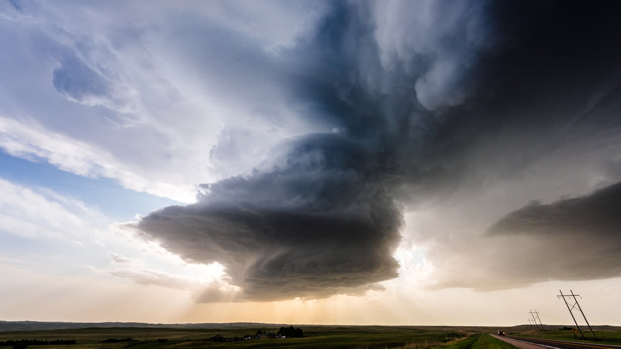 Rotating supercell thunderstorm severe weather danger powerful nature
