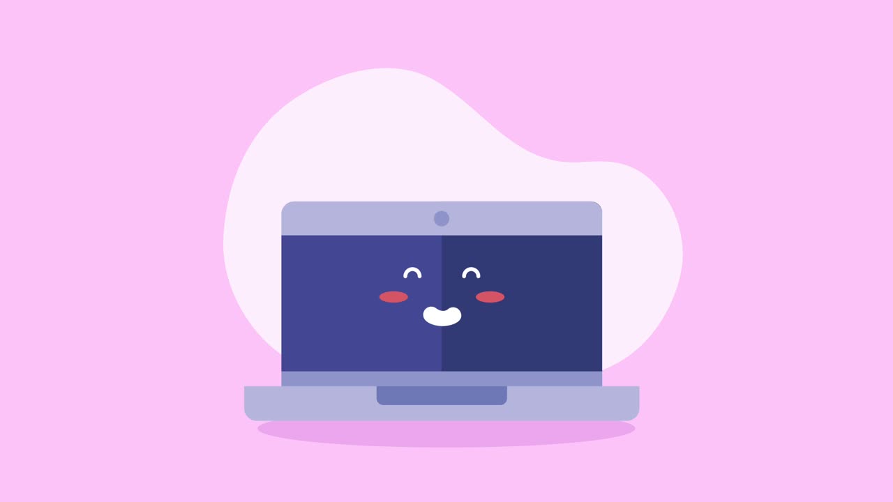 귀여운 웃는 노트북 일러스트레이션