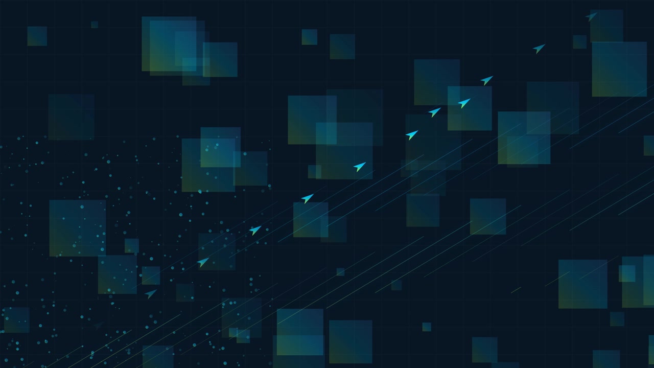 Abstract Digital Background with Floating Squares and Arrows
