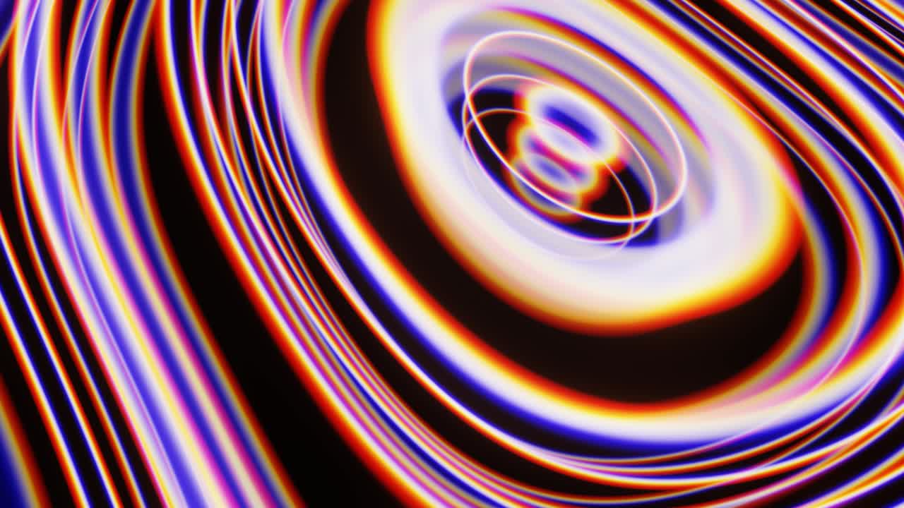 Abstraction of rotation of multicolored neon distorted rings