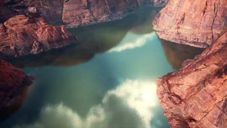 aerial view of a canyon with a river running through it