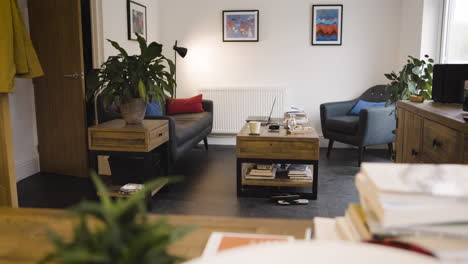 living room interior with modern furniture and decor