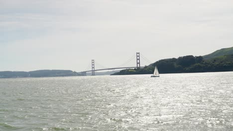 golden gate bridge view from the water in san francisco bay