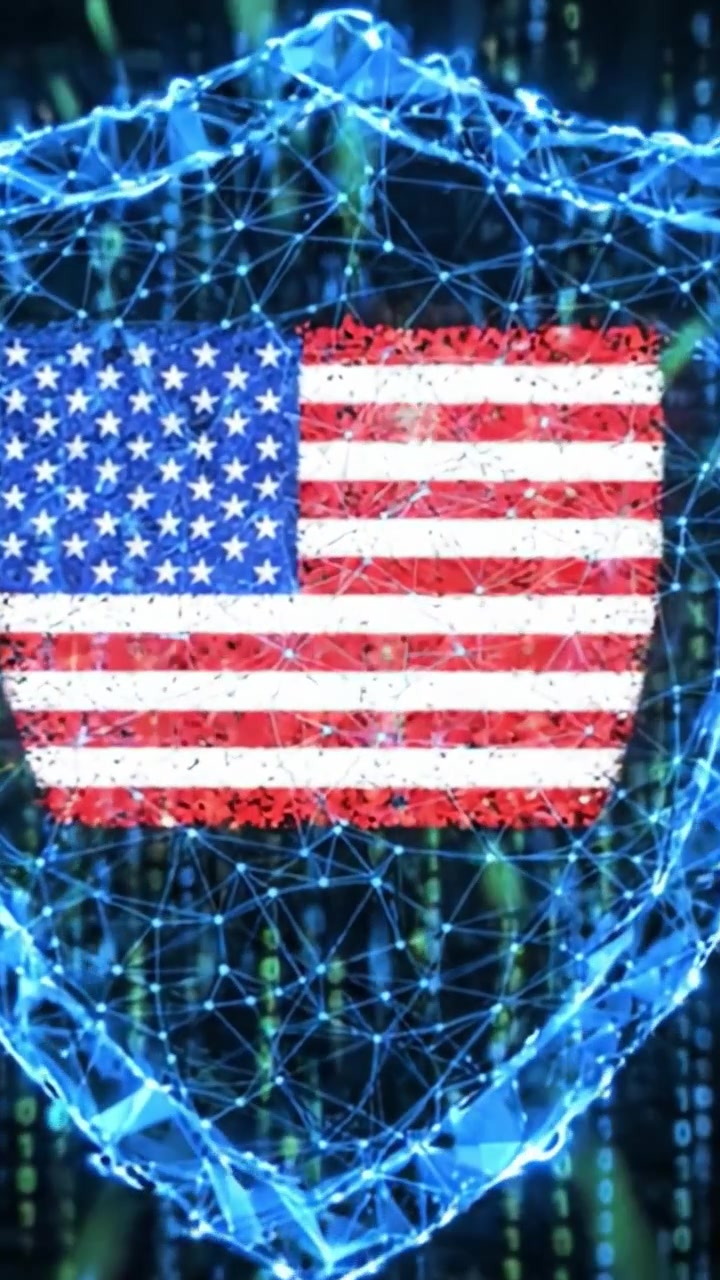 A Visualization of Digital Connectivity and Identity: Exploring the Contrast Between Abstract Binary Data and the Symbolic Representation of National Identity Through the American Flag.