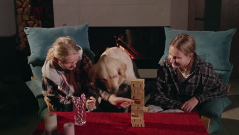 family game night with dog