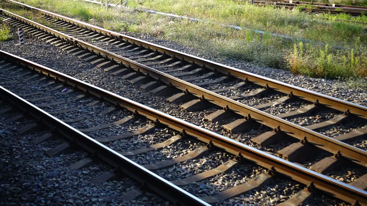 Railway track. Shooting in the movement