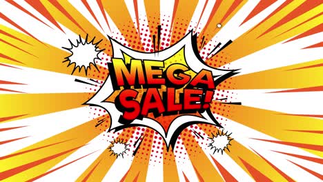 animated comic burst promoting a mega sale event.