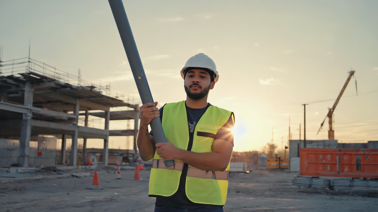 Trabajador de la construcción en el sitio de construcción
