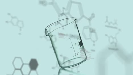 Animation-of-chemical-formula-and-data-processing-over-beaker