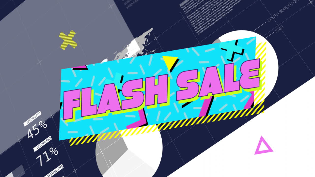 Bold colors with Flash Sale text over geometric animation background
