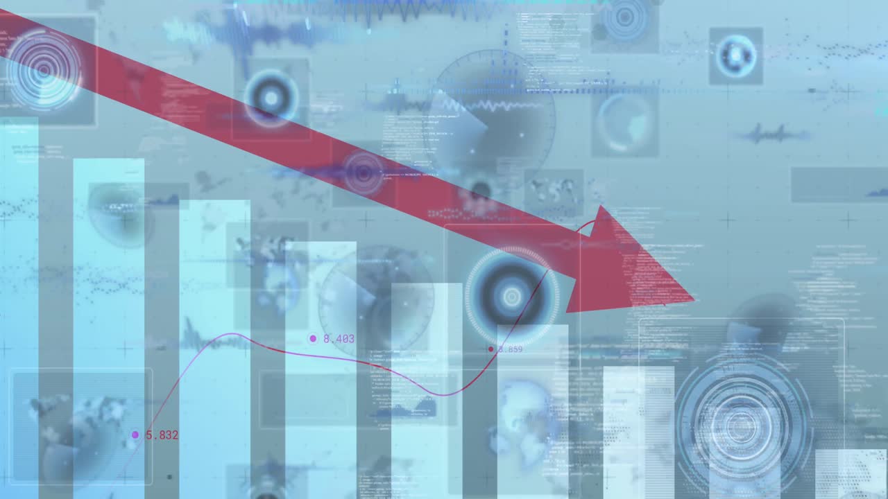 아래를 가리키는  ⁇ 은 화살표의 애니메이션, 스 ⁇  스캔 및 화면의 데이터 처리