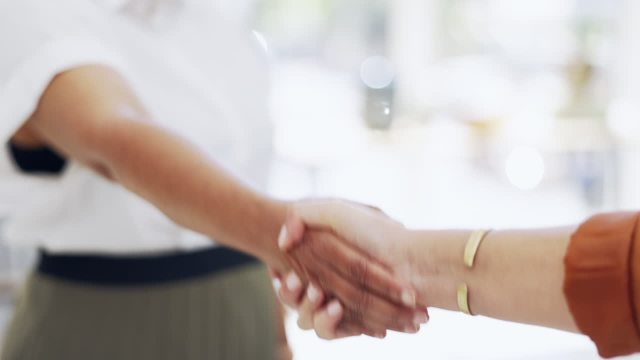 Partnership, handshake and business women