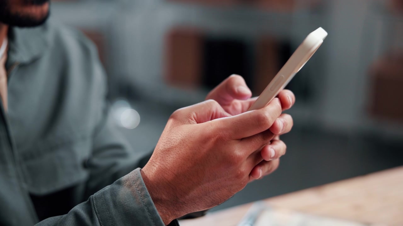 Man Using Smartphone in Office Setting