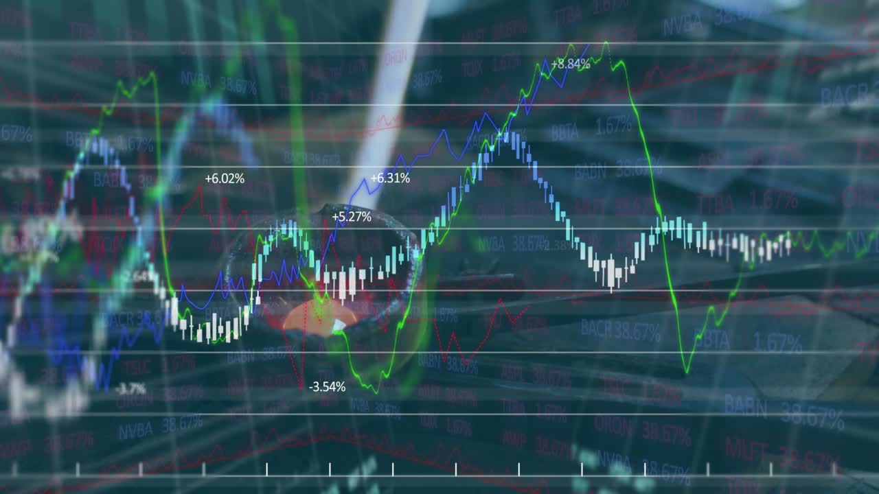 Yellow flame emerging initiating finance charts fluctuating around nozzle conveying market trends