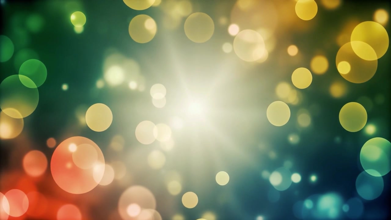Abstrakt bakgrunn med svevende fargerike bokeh-lyspartikler