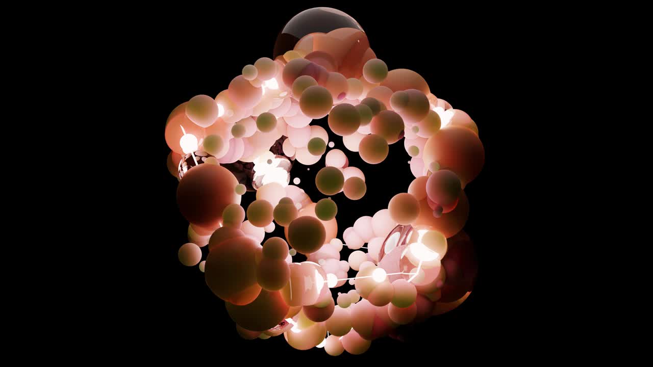 циклная анимация 3d-рендеринга крупного плана геометрических соединенных линий и точек. абстрактные частицы фона. атомная решетка. абстракция. свободное пространство для вставки. 3d-рендер