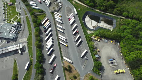 aerial view of a busy truck stop