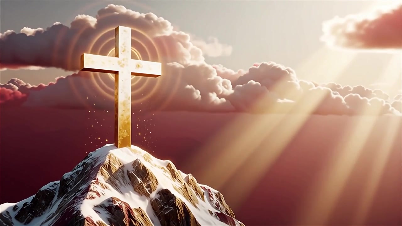 Croce Cristiana Luce Celestiale Sfondo per il Culto.
