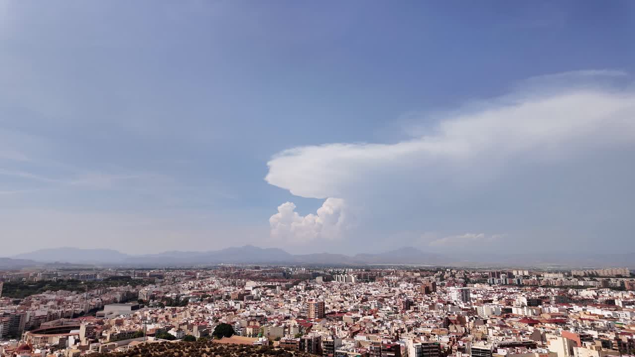 Alicante city skyline viewpoint in Spain Spanish Costa Blanca Mediterranean Sea