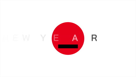 happy new year with red circle on white modern gradient