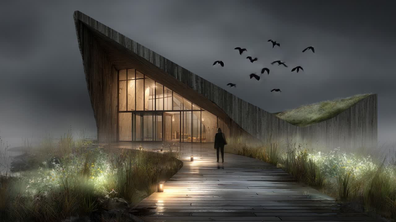 A Modern Architectural Masterpiece: Emphasizing Nature's Beauty, This House Harmoniously Blends Innovative Design with Serene Surroundings, Creating a Unique Atmosphere and Experience