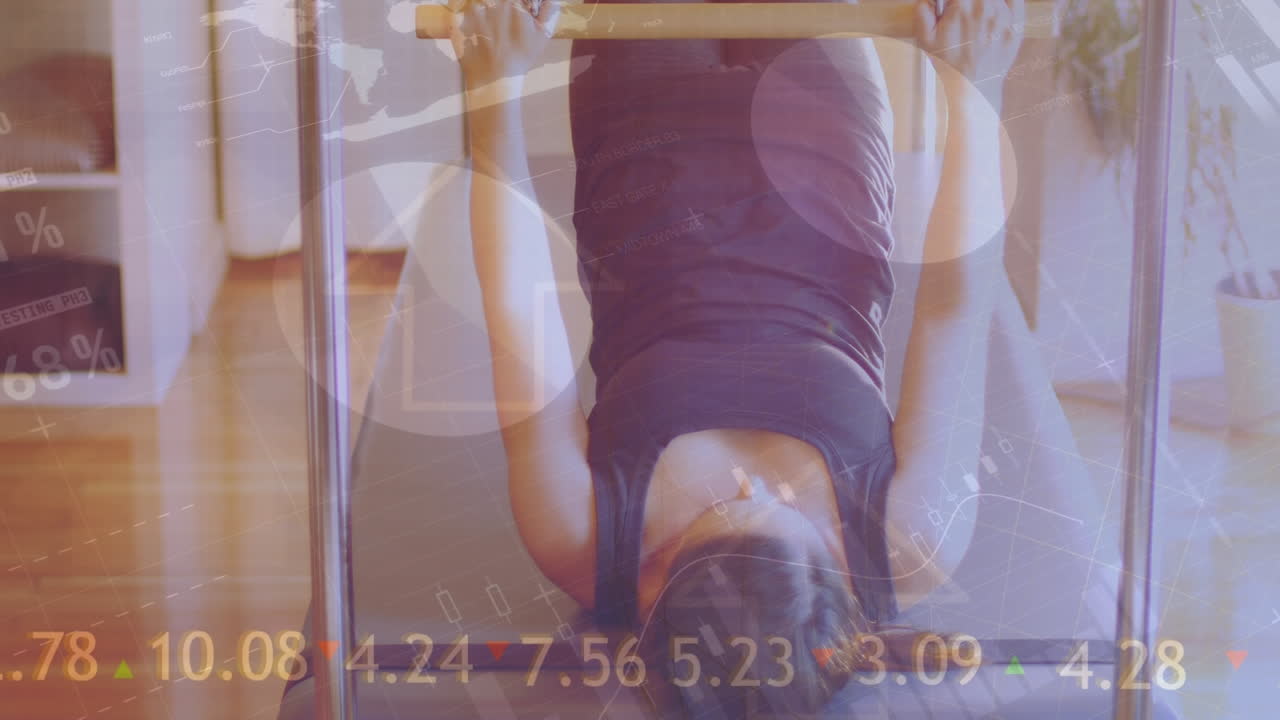 animación del procesamiento de datos financieros sobre las mujeres que ejercen