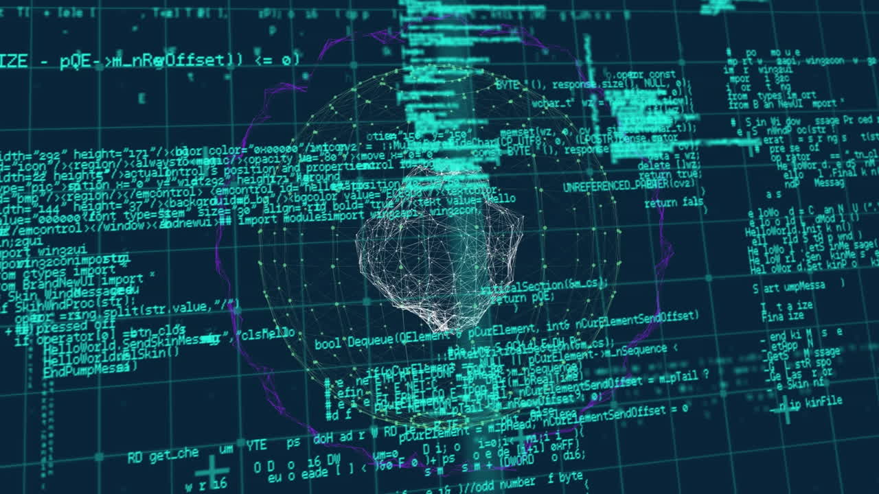 Animation of globe with connections and data processing