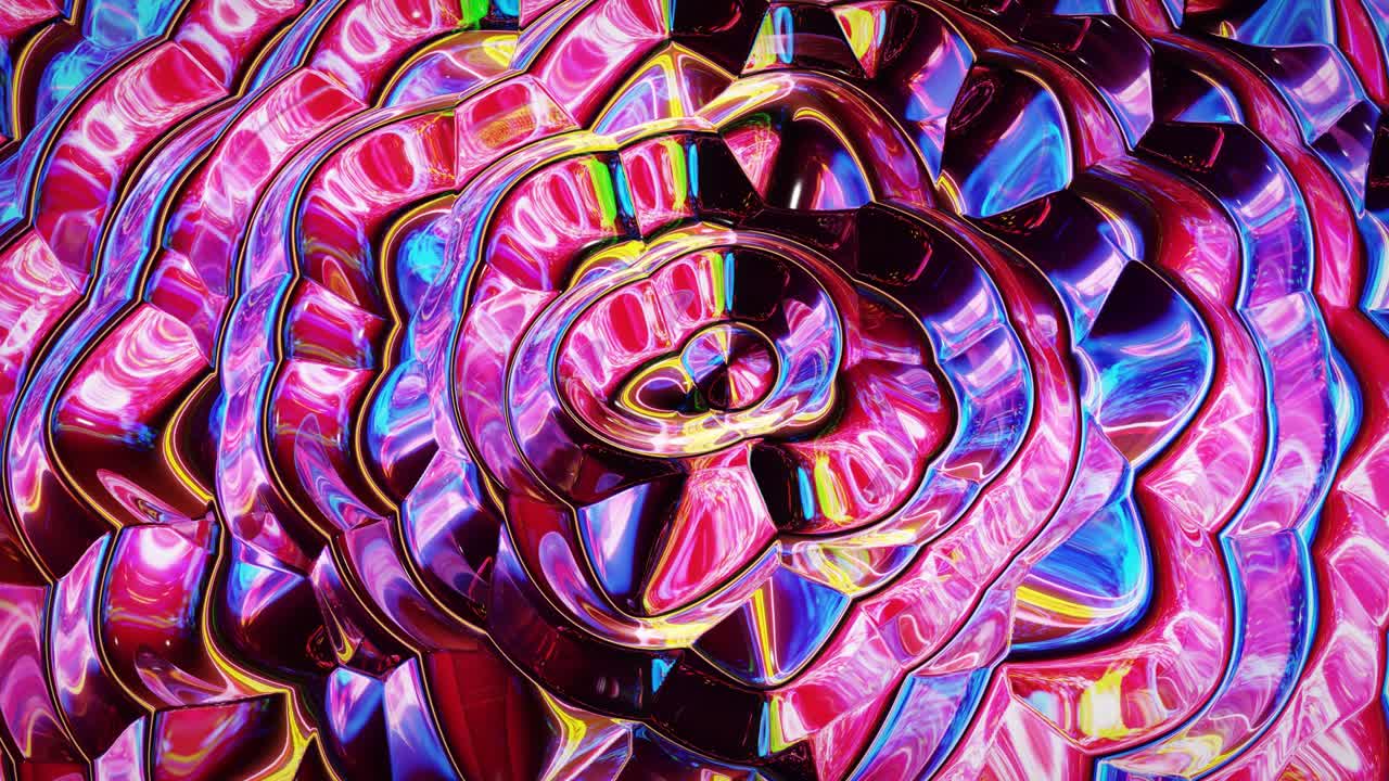 fondo fluido iridescente abstracto en bucle. hermosa superficie de vidrio ondulado de líquido con patrón, color de gradiente y ondas de flujo en él. bg creativo brillante con animación suave y suave.