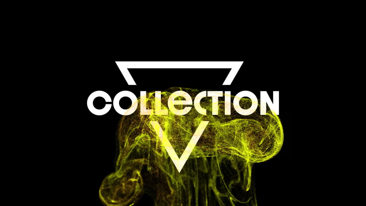 animación del texto de la colección sobre la ola de oro en movimiento