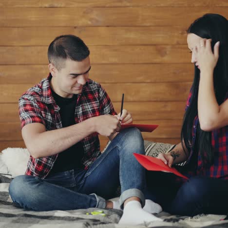smiling young couple in studio