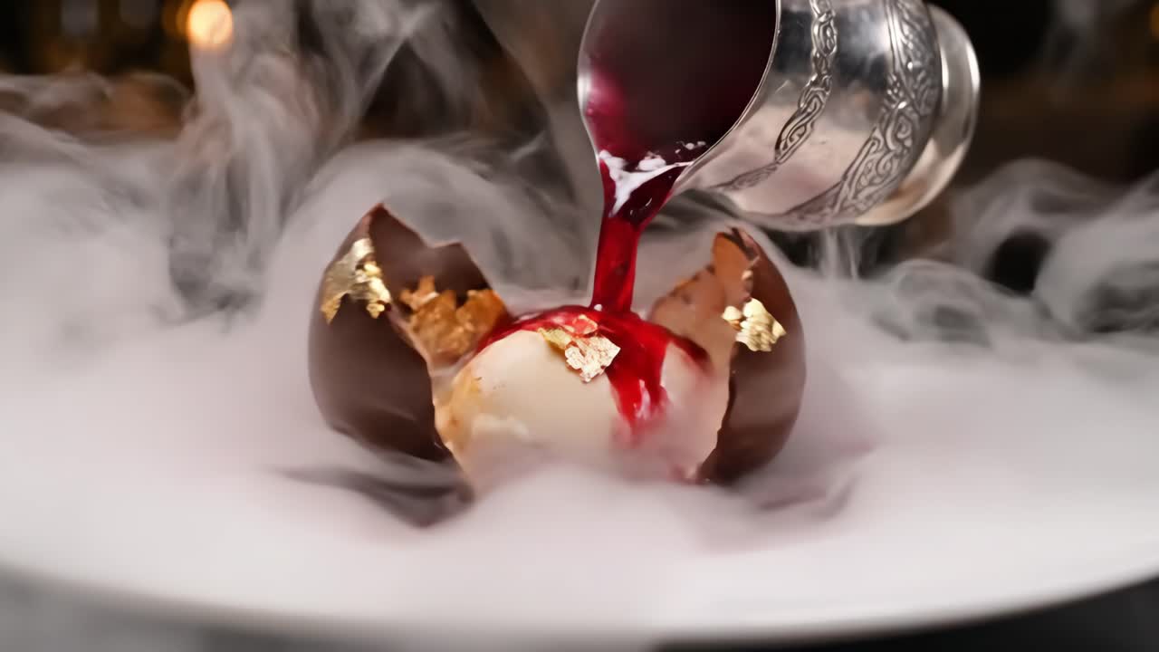 Chocolate Dessert with Ice Cream and Sauce