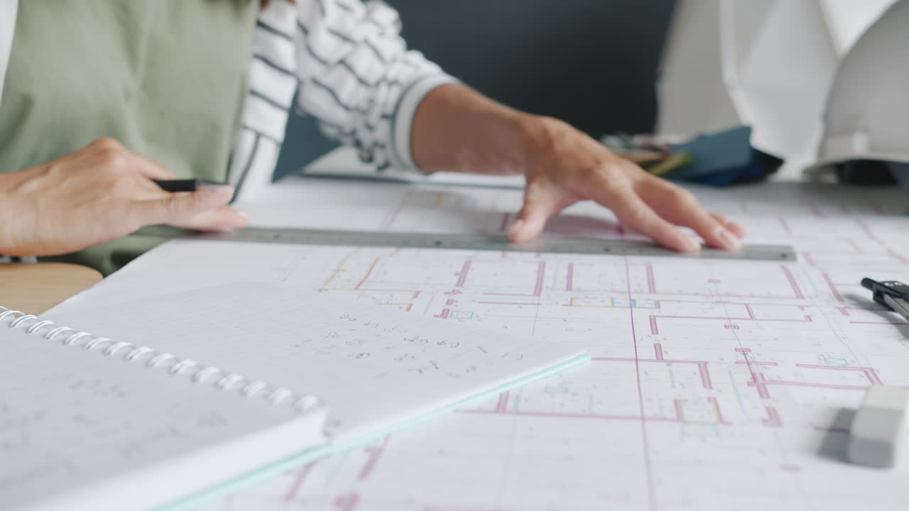 arquitecto trabajando en planos de casas