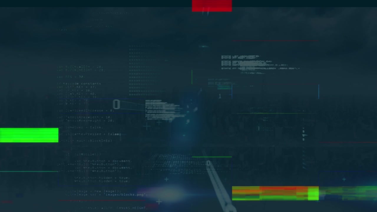 Animation of data processing and binary coding on blue background