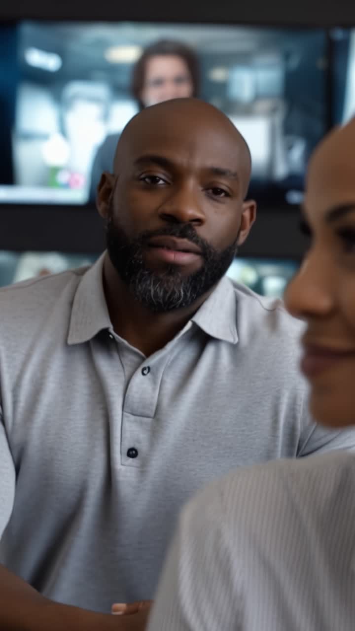 Conversazione coinvolgente tra due professionisti in un ambiente d'ufficio moderno che evidenzia la collaborazione e le dinamiche di squadra attraverso espressioni autentiche e linguaggio del corpo