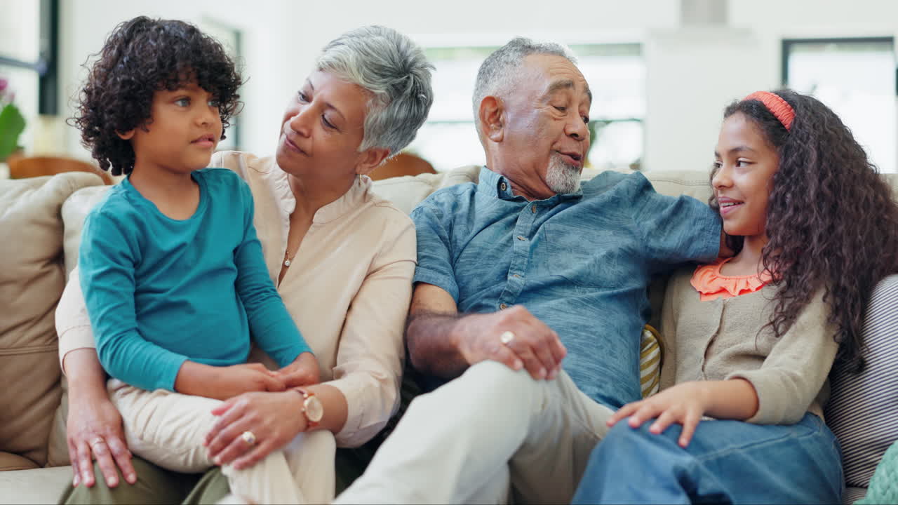 Love, big family and children with grandparents