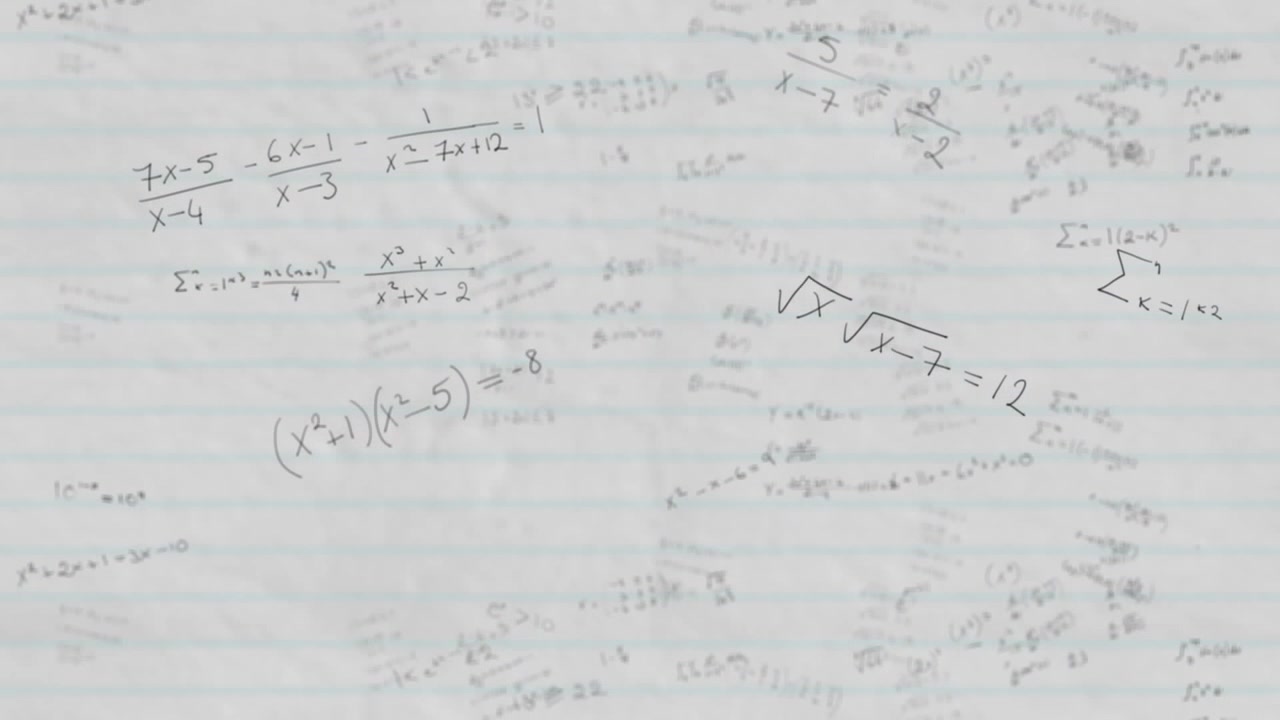 Animazione di formule matematiche su sfondo bianco