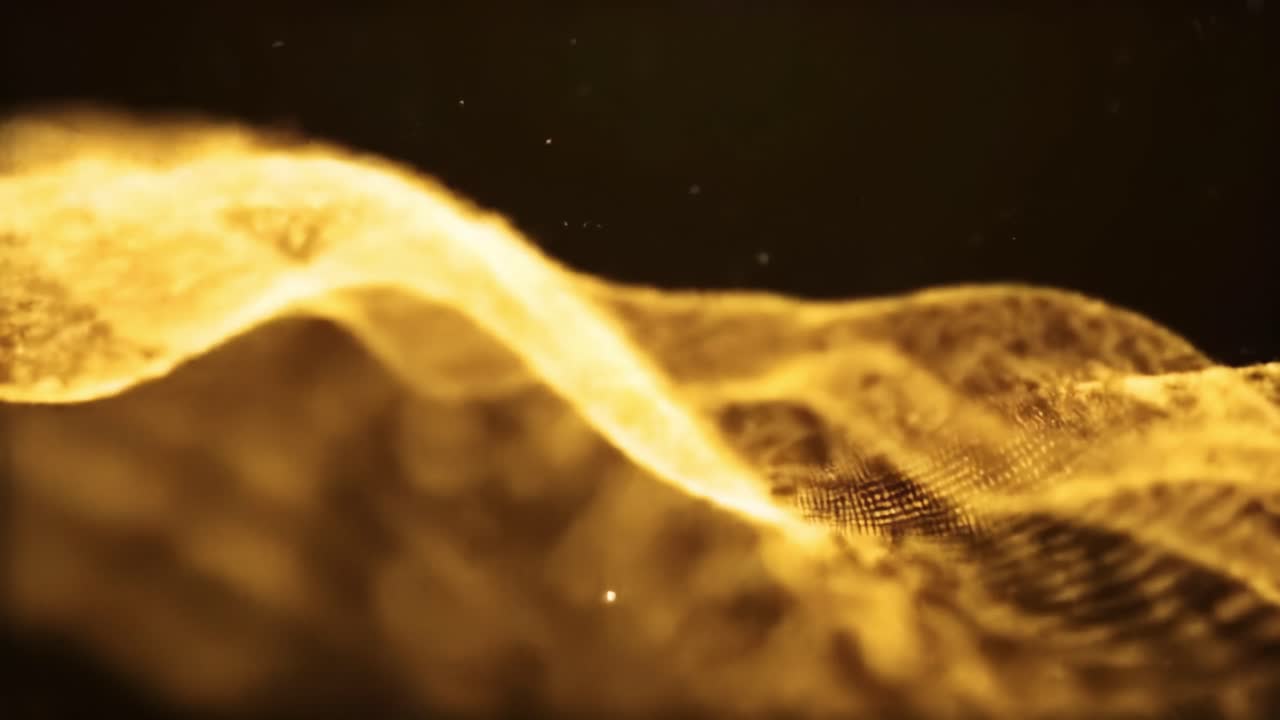 Mesmerizing patterns of golden waves undulate across a dark background, creating a stunning and captivating visual effect. The interplay of light and texture offers a unique experience.