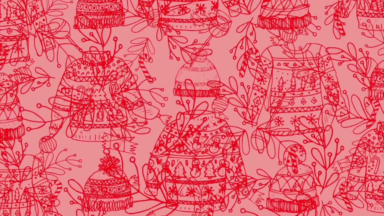 핑크색 배경 에 있는 전통적 인 크리스마스 꽃 과 점퍼 패턴