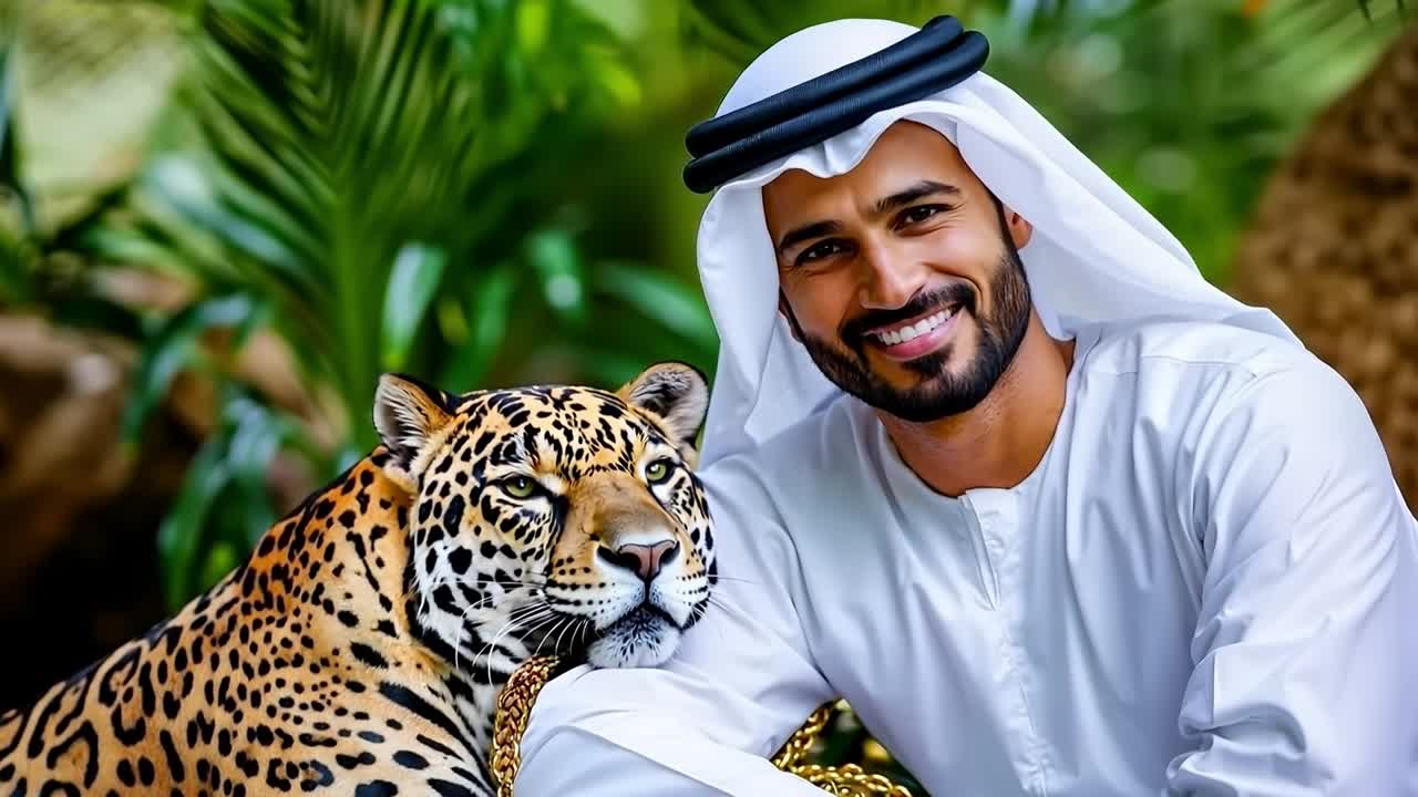 un hombre con una camisa blanca y un leopardo en un zoológico