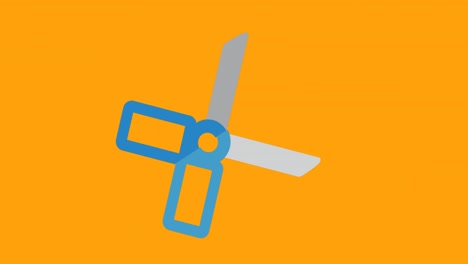 animation of scissors school icon over orange background